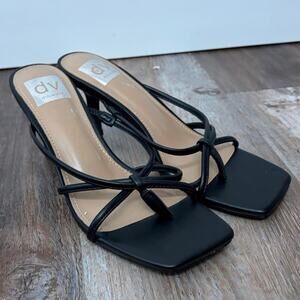 DV Dolce Vita Zini Heeled Sandals, SQUARE TOE black strappy sz womens 7 EUC